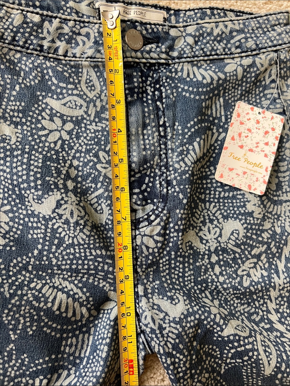 Free People Rich Blue Floral Print Jeans - Picture 7 of 8